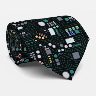 Computer Circuit Board Pattern Kantoor Decor Stropdas