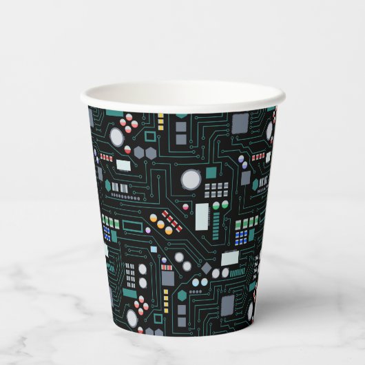 Computer Circuit Board Pattern Papieren Bekers (Achterkant)