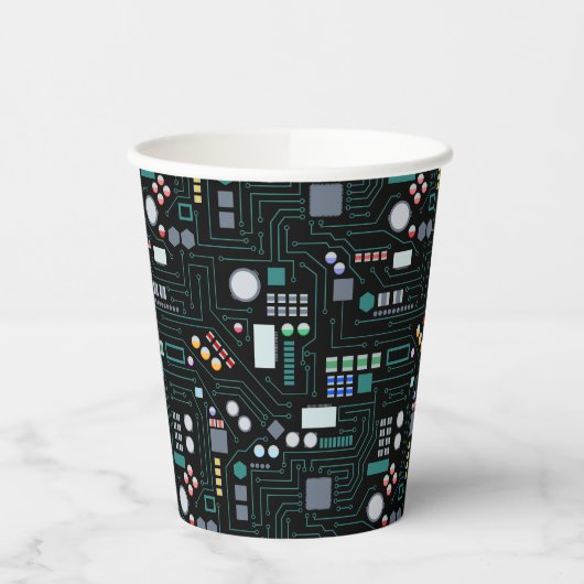 Computer Circuit Board Pattern Papieren Bekers (Links)