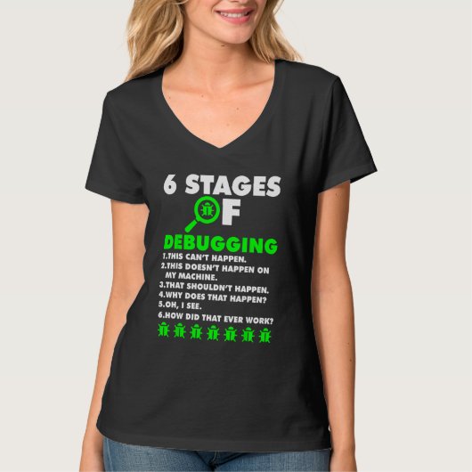 Computer Coder Software Ontwikkelaar 6 Fases of De T-shirt (Voorkant)