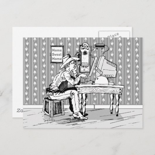 Computer Cowboy Briefkaart (Voorkant / Achterkant)