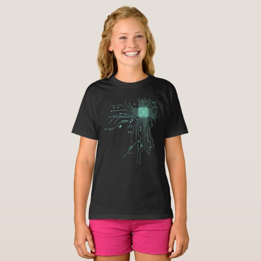 Computer CPU Chip PCB Circuit Design Tech Gift T-shirt (Voorkant volledig)