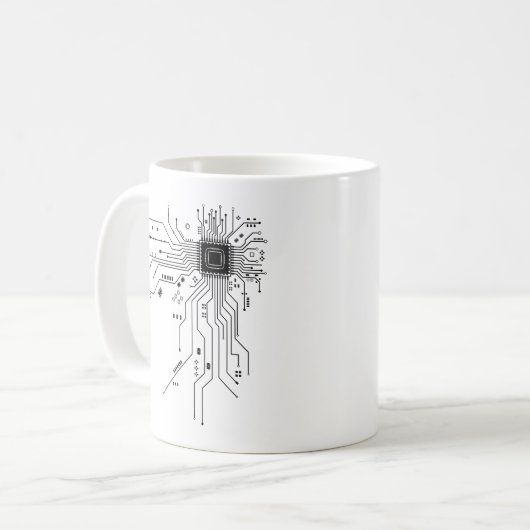 Computer CPU-chip PCB-circuit ontwerp tech cadeau Koffiemok (Voorkant links)