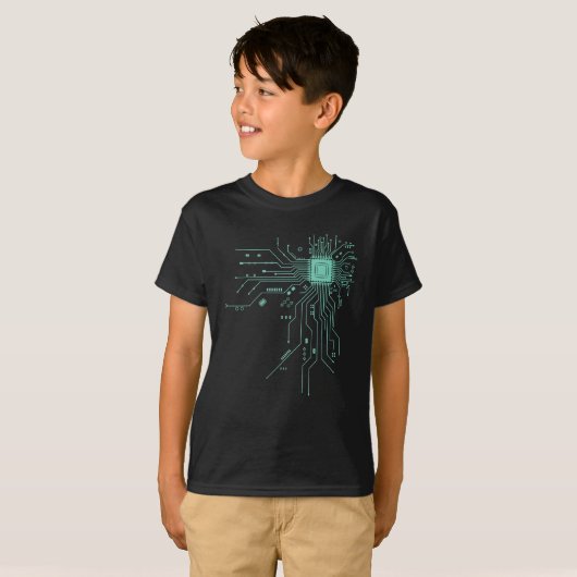 Computer CPU-chip PCB-circuit ontwerp tech cadeau T-shirt (Voorkant volledig)