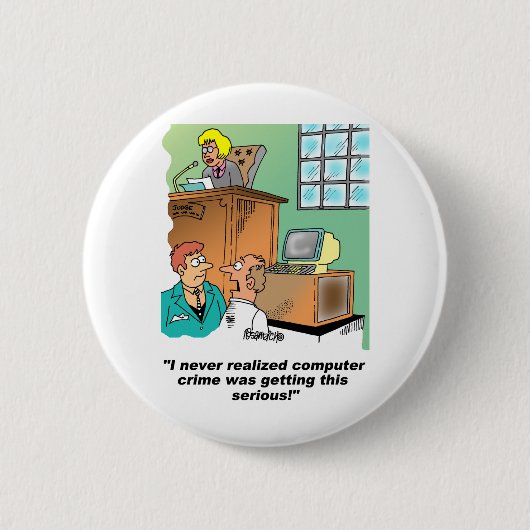 Computer Crime Cartoon Ronde Button 5,7 Cm (Voorkant)