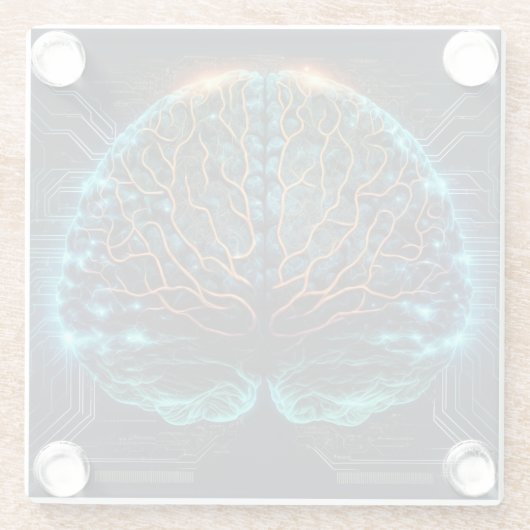 Computer Cyber Brain Glass Onderzetter (Achterkant)
