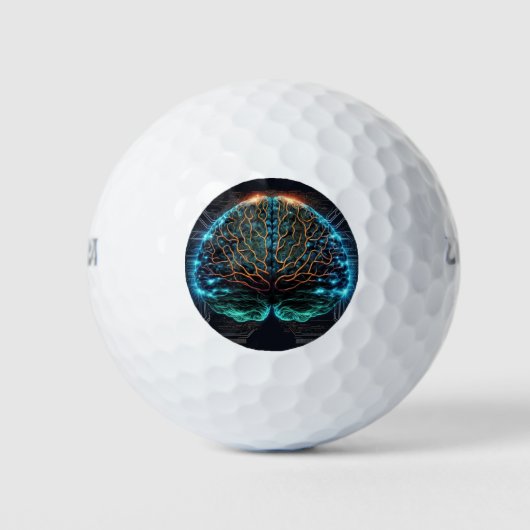 Computer Cyber Brain Golf Ballen (Voorkant)