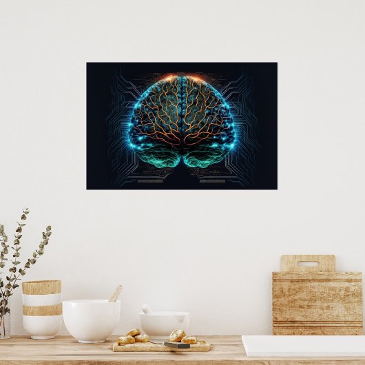 Computer Cyber Brain Poster (Keuken)