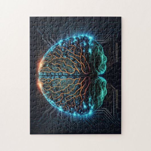 Computer Cyber Brain Puzzle Legpuzzel (Verticaal)