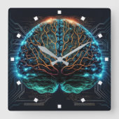 Computer Cyber Brain Wall Clock Vierkante Klok (Voorkant)