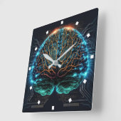Computer Cyber Brain Wall Clock Vierkante Klok (Hoek)
