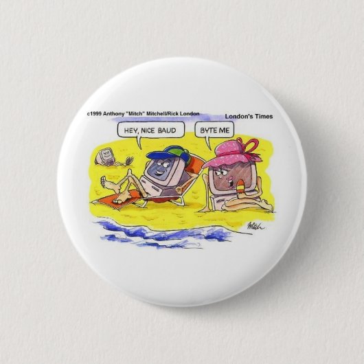 Computer dating? Grappige cadeaus T-shirts & verza Ronde Button 5,7 Cm (Voorkant)