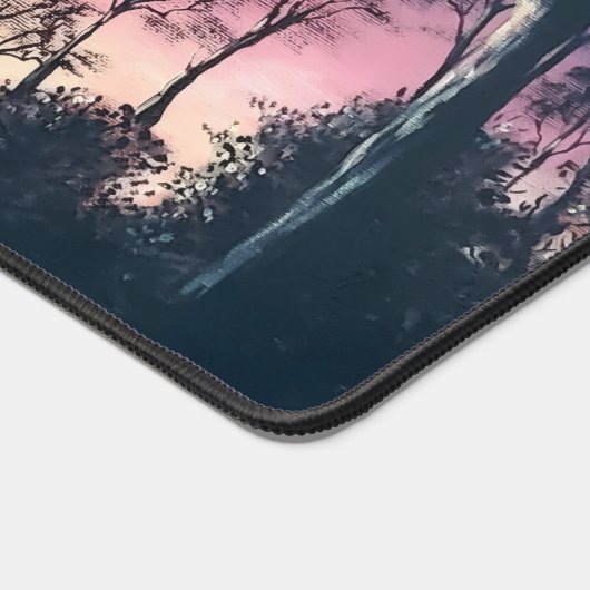 Computer desk keyboard matt with trees at sunset bureaumat (Hoek)