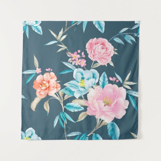 Computer drawn beautiful flowers illustrationflowe wandkleed (Voorkant)