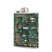 Computer Electronics Printen Circuit Board Afbeeld Heupfles (Links)