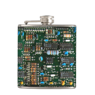 Computer Electronics Printen Circuit Board Afbeeld Heupfles