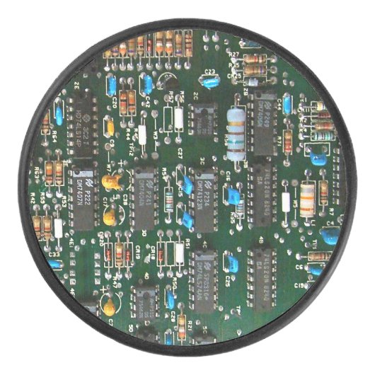 Computer Electronics Printen Circuit Board Afbeeld Hockey Puck (Voorkant)