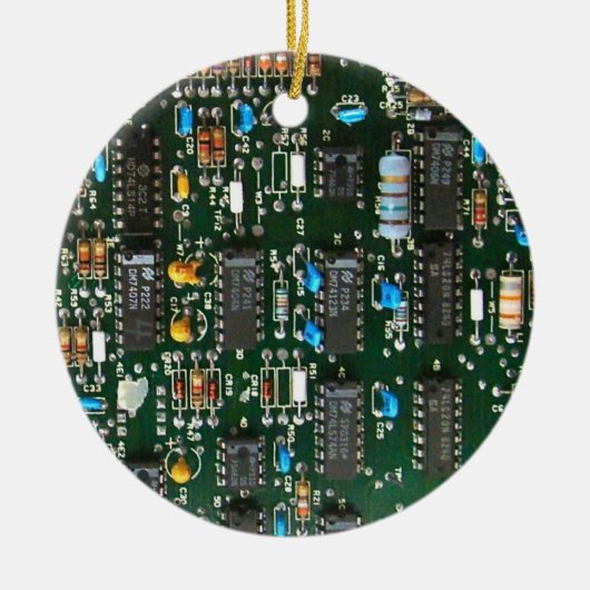 Computer Electronics Printen Circuit Board Afbeeld Keramisch Ornament (Voorkant)