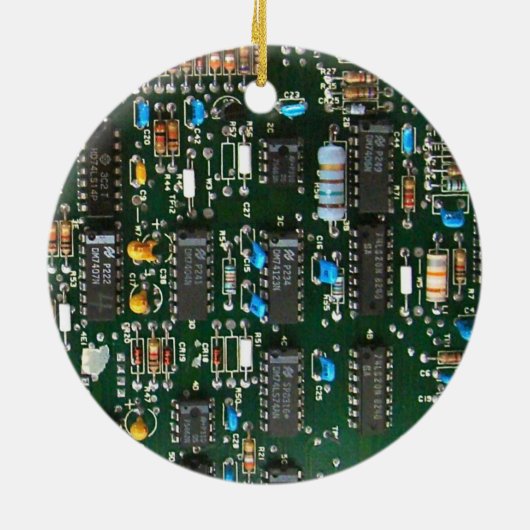 Computer Electronics Printen Circuit Board Afbeeld Keramisch Ornament (Achterkant)