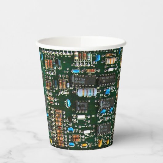 Computer Electronics Printen Circuit Board Afbeeld Papieren Bekers (Links)