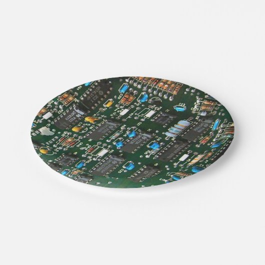 Computer Electronics Printen Circuit Board Afbeeld Papieren Bordje (Gekanteld)
