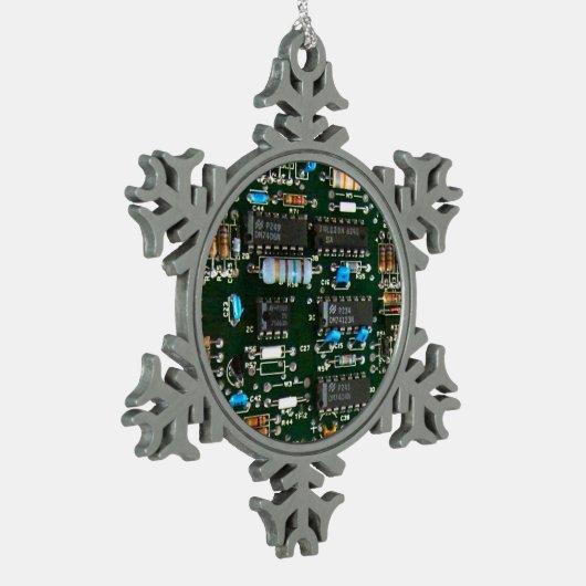 Computer Electronics Printen Circuit Board Afbeeld Tin Sneeuwvlok Ornament (Links)