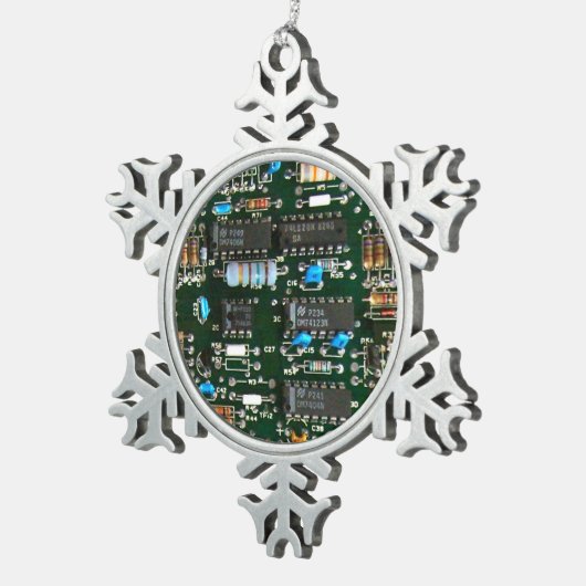 Computer Electronics Printen Circuit Board Afbeeld Tin Sneeuwvlok Ornament (Rechts)