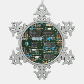 Computer Electronics Printen Circuit Board Afbeeld Tin Sneeuwvlok Ornament (Voorkant)