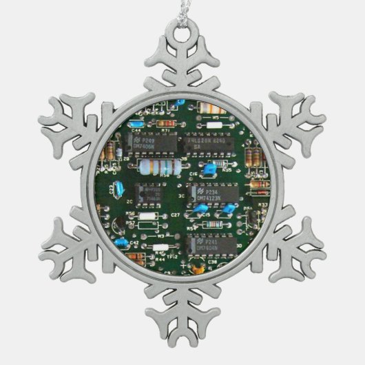 Computer Electronics Printen Circuit Board Afbeeld Tin Sneeuwvlok Ornament (Voorkant)