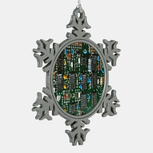 Computer Electronics Printen Circuit Board Afbeeld Tin Sneeuwvlok Ornament (Links)