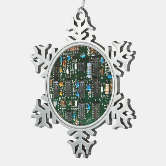 Computer Electronics Printen Circuit Board Afbeeld Tin Sneeuwvlok Ornament (Rechts)