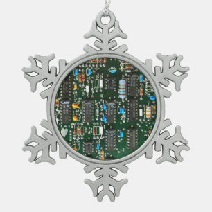 Computer Electronics Printen Circuit Board Afbeeld Tin Sneeuwvlok Ornament