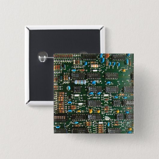 Computer Electronics Printen Circuit Board Afbeeld Vierkante Button 5,1 Cm (Voorkant /achterkant)