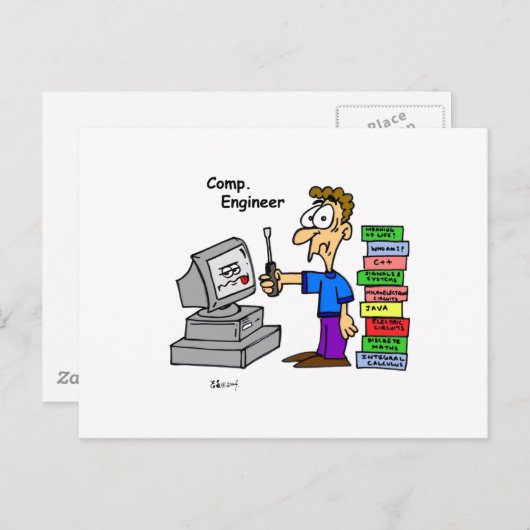 Computer Engineer Cartoon Briefkaart (Voorkant / Achterkant)