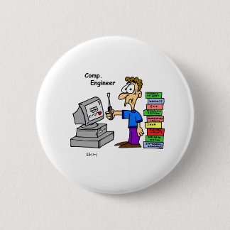 Computer Engineer Cartoon Ronde Button 5,7 Cm