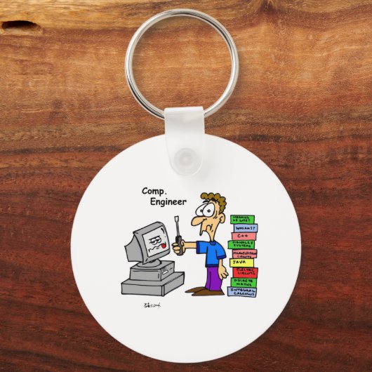 Computer Engineer Cartoon Sleutelhanger (Voorkant)