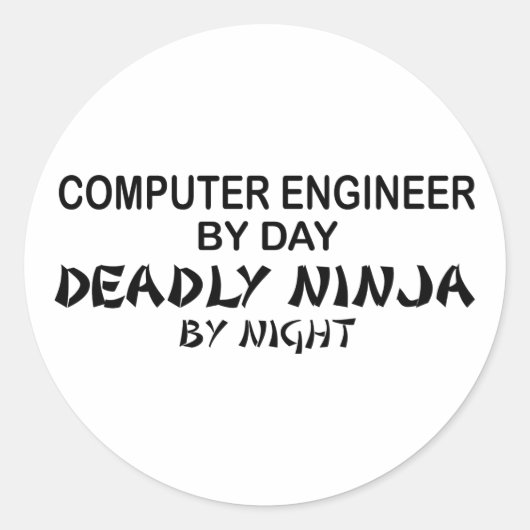 Computer Engineer Deadly Ninja Ronde Sticker (Voorkant)