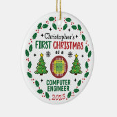 Computer Engineer Eerste Kerstdag Gepersonaliseerd Keramisch Ornament (Rechts)