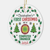 Computer Engineer Eerste Kerstdag Gepersonaliseerd Keramisch Ornament (Links)