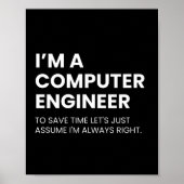 Computer Engineer Funny Nerd Gezegde Poster (Voorkant)
