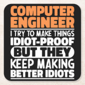 Computer Engineer Ik probeer dingen grappig te mak Kartonnen Onderzetters (Voorkant)