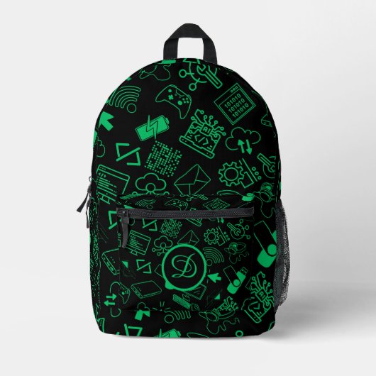 Computer Engineer Programmeur Codering Tech Green Bedrukte Rugzak (Voorkant)