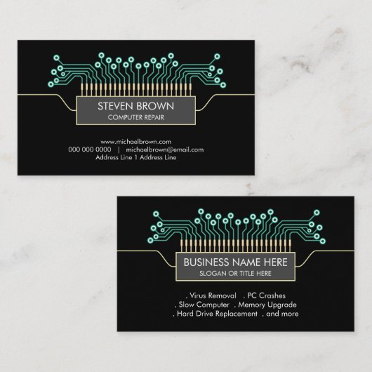 Computer engineer Science Circuit Board Code Visitekaartje (Voorkant / Achterkant)