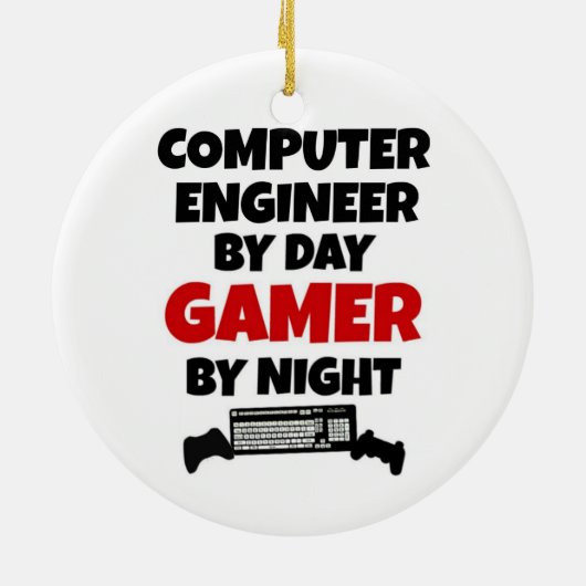 Computer Engineer van Day Gamer by Night Keramisch Ornament (Achterkant)