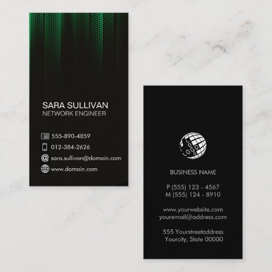 Computer Engineering Technical Green Halftone Visitekaartje (Voorkant / Achterkant)