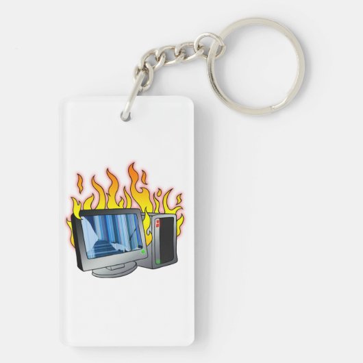 Computer Fire Acryl Sleutelhanger (achterkant)
