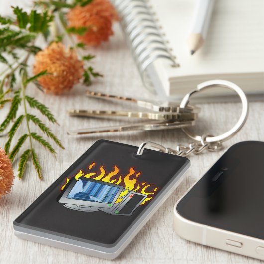Computer Fire Acryl Sleutelhanger (Voorkant Rechts)