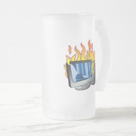 Computer Fire Frosted Glass Mok (Voorkant rechts)