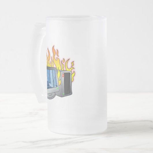 Computer Fire Frosted Glass Mok (Voorkant links)