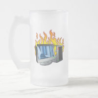 Computer Fire Frosted Glass Mok